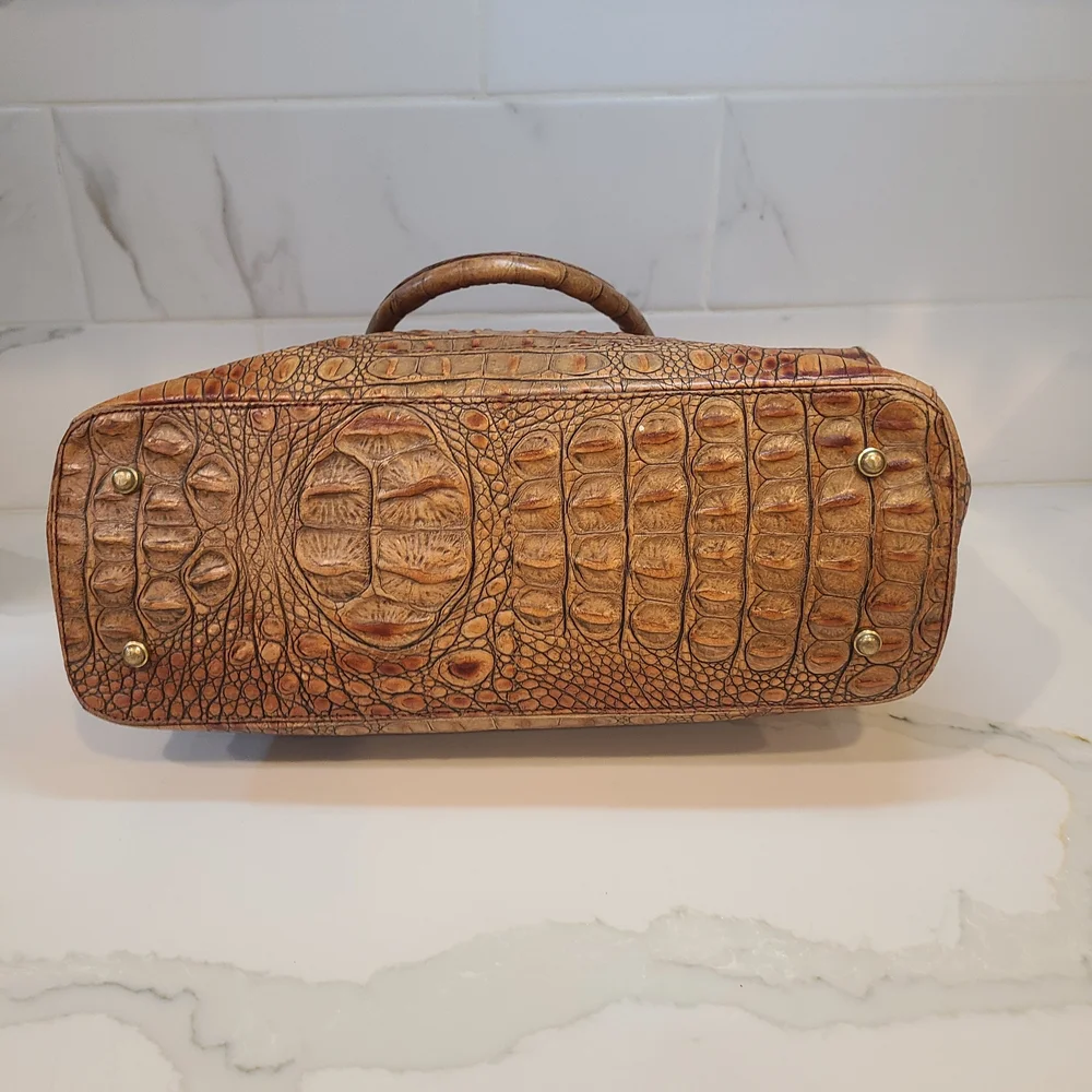 Brahmin Vintage Toasted Almond Melbourne Stacey Boston Satchel Shoulder Bag